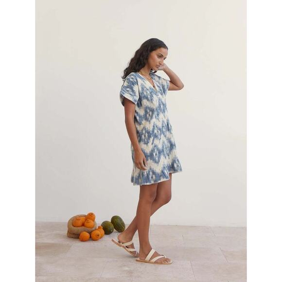 NWT BOTEH Neith Ikat Tunic Blue Size Small Cotton Beach Coverup‎ Resort - Picture 12 of 12